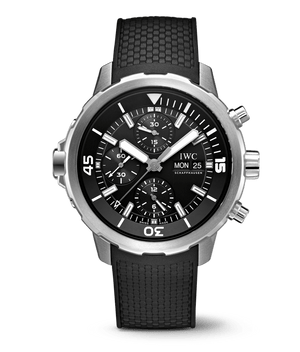 IWC Aquatimer Chronograph Black Dial Black Leather Strap Watch for Men - IW376803 Authentic Buy Shop Now