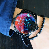 Diesel Uber Chief Chronograph Red Dial Black Steel Strap Watch For Men - DZ7373 Authentic Buy Shop Now