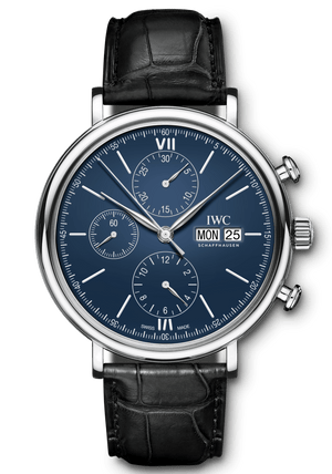 IWC Portofino Chronograph Blue Dial Black Leather Strap Watch for Men - IW391023 Authentic Buy Shop Now