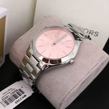 Michael Kors Slim Runway Quartz Pink Dial Silver Steel Strap Watch For Women - MK3380 Authentic Buy Shop Now