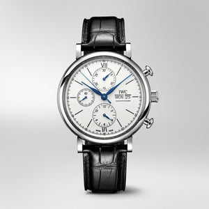 IWC Portofino Chronograph White Dial Black Leather Strap Watch for Men - IW391024 Authentic Buy Shop Now