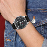 Tommy Hilfiger Parker Chronograph Quartz Grey Dial Black Leather Strap Watch For Men - 1791838 Authentic Buy Shop Now