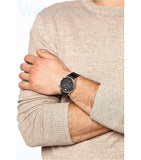 Emporio Armani Classic Chronograph Black Dial Black Leather Strap Watch For Men - AR1733 Authentic Buy Shop Now