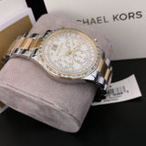 Michael Kors Brinkley Chronograph Silver Dial Two Tone Steel Strap Watch for Women - MK6188 Authentic Buy Shop Now