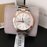 Michael Kors Slim Runway White Dial Two Tone Steel Strap Watch for Women - MK3204 Authentic Buy Shop Now