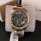 Michael Kors Brecken Chronograph Analog Black Dial Rose Gold Steel Strap Watch For Women - MK8563 Authentic Buy Shop Now