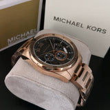 Michael Kors Brecken Chronograph Analog Black Dial Rose Gold Steel Strap Watch For Women - MK8563 Authentic Buy Shop Now