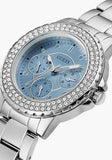 Guess Crown Jewel Diamonds Blue Dial Silver Steel Strap Watch for Women - GW0410L1 Authentic Buy Shop Now