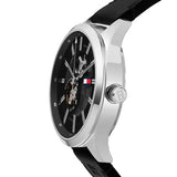 Tommy Hilfiger Spencer Skeleton Black Dial Black Leather Strap Watch for Men - 1791641 Authentic Buy Shop Now