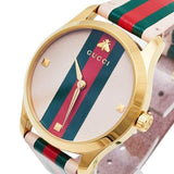 Gucci G Timeless Quartz Pink Dial Three Tone Leather Strap Watch For Women - YA1264118 Authentic Buy Shop Now
