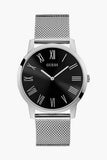 Guess Analog Black Dial Silver Mesh Bracelet Watch for Men - W1263G1 Authentic Buy Shop Now