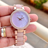 Michael Kors Parker Mother of Pearl Pink Dial Two Tone Steel Strap Watch for Women - MK6402 Authentic Buy Shop Now
