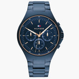 Tommy Hilfiger Justin Chronograph Blue Dial Blue Steel Strap Watch For Men - 1792058 Authentic Buy Shop Now