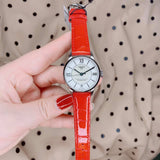 Tissot Chemin Des Tourelles Powermatic 80 Mother of Pearl White Dial Red Leather Strap Watch For Women - T099.207.16.118.00 Authentic Buy Shop Now