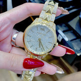 Michael Kors Runway Mercer Crystals Silver Dial Gold Steel Strap Watch For Women - MK6715 Authentic Buy Shop Now