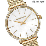 Michael Kors Pyper Quartz Mother of Pearl White Dial Gold Mesh Bracelet Watch For Women - MK4619 Authentic Buy Shop Now