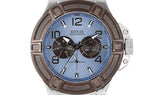 Guess Rigor Analogue Quartz Blue Dial Brown Leather Strap Watch For Men - W0040G10 Authentic Buy Shop Now