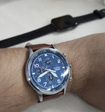 Fossil Retro Pilot Chronograph Blue Dial Brown Leather Strap Watch for Men - FS5832 Authentic Buy Shop Now