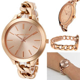 Michael Kors Slim Runway Rose Gold Dial Rose Gold Steel Strap Watch for Women - MK3223 Authentic Buy Shop Now
