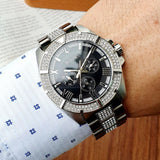 Bulova Crystal Collection Chronograph Black Dial Two Tone Steel Strap Watch for Men - 96C126 Authentic Buy Shop Now