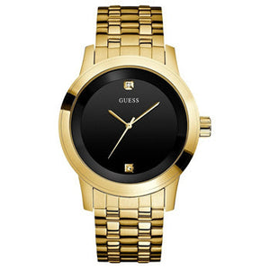 Guess Classic Diamonds Black Dial Gold Steel Strap Watch for Men - W0416G2 Authentic Buy Shop Now