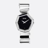 Dior Gem Dior Mother of Pearl Diamonds Black Dial Silver Steel Strap Watch for Women - CD18111X1058 Authentic Buy Shop Now