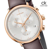 Calvin Klein High Noon Silver Dial Brown Leather Strap Watch for Men - K8M276G6 Authentic Buy Shop Now