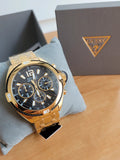 Guess Surge Chronograph Black Dial Gold Steel Strap Watch for Men - W1258G2 Authentic Buy Shop Now
