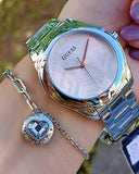 Guess Cubed Analog Silver Dial Silver Steel Strap Watch For Women - GW0606L1 Authentic Buy Shop Now