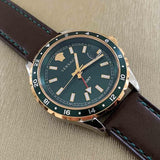 Versace Hellenyium Green Dial Brown Leather Strap Watch for Men - V11090017 Authentic Buy Shop Now