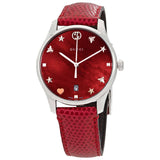 Gucci G-Timeless Mother of Pearl Red Dial Red Leather Strap Watch For Women - YA1264041 Authentic Buy Shop Now