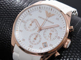 Emporio Armani Sportivo Silver Dial White Silicone Strap Watch For Women - AR5920 Authentic Buy Shop Now