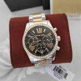 Michael Kors Lexington Chronograph Green Dial Two Tone Steel Strap Watch For Women - MK7303 Authentic Buy Shop Now