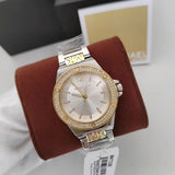 Michael Kors Lennox Three Hand Silver Dial Two Tone Steel Strap Watch For Women - MK7338 Authentic Buy Shop Now