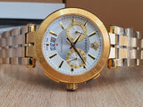 Versace V Racer Chronograph White Dial Gold Steel Strap Watch for Men - VBR060017 Authentic Buy Shop Now