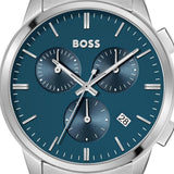 Hugo Boss Dapper Chronograph Blue Dial Silver Steel Strap Watch For Men - 1513927 Authentic Buy Shop Now