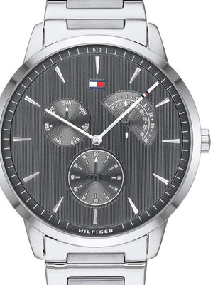 Tommy Hilfiger Brad Chronograph Quartz Grey Dial Silver Steel Strap Watch For Men - 1710385 Authentic Buy Shop Now