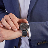 Tommy Hilfiger Brad Chronograph Quartz Grey Dial Grey Leather Strap Watch For Men - 1710388 Authentic Buy Shop Now