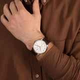 Tommy Hilfiger Brad Chronograph White Dial Brown Leather Strap Watch For Men - 1710389 Authentic Buy Shop Now
