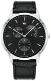 Tommy Hilfiger Brad Chronograph Black Dial Black Leather Strap Watch For Men - 1710391 Authentic Buy Shop Now