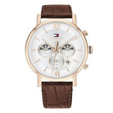 Tommy Hilfiger Evan White Dial Brown Leather Strap Watch for Men - 1710394 Authentic Buy Shop Now