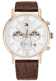 Tommy Hilfiger Evan White Dial Brown Leather Strap Watch for Men - 1710394 Authentic Buy Shop Now