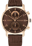 Tommy Hilfiger Kane Brown Dial Brown Leather Strap Watch for Men - 1710400 Authentic Buy Shop Now