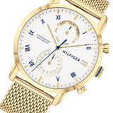 Tommy Hilfiger Kane White Dial Gold Mesh Bracelet Watch for Men - 1710403 Authentic Buy Shop Now