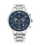 Tommy Hilfiger Evan Chronograph Blue Dial Silver Steel Strap Watch For Men - 1710409 Authentic Buy Shop Now