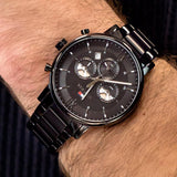 Tommy Hilfiger Evan Chronograph Quartz Black Dial Black Steel Strap Watch For Men - 1710410 Authentic Buy Shop Now