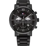 Tommy Hilfiger Evan Chronograph Quartz Black Dial Black Steel Strap Watch For Men - 1710410 Authentic Buy Shop Now