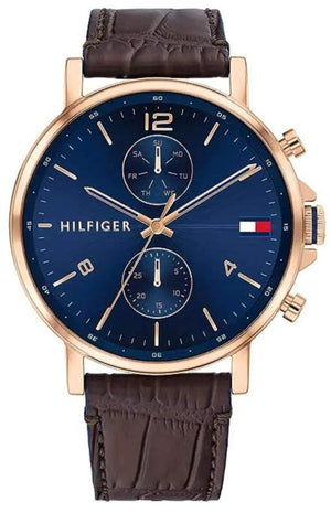 Tommy Hilfiger Daniel Blue Dial Brown Leather Strap Watch for Men - 1710418 Authentic Buy Shop Now