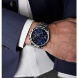 Tommy Hilfiger Tyson Chronograph Blue Dial Silver Steel Strap Watch For Men - 1710588 Authentic Buy Shop Now