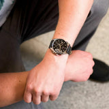 Tommy Hilfiger Baker Chronograph Black Dial Black Leather Strap Watch For Men - 1710449 Authentic Buy Shop Now